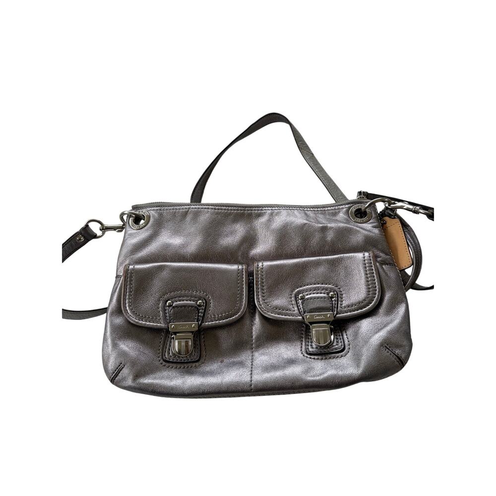 Coach 18996 Metallic Silver Poppy Shoulder Handbag Purse Convertible- SEE DESC.